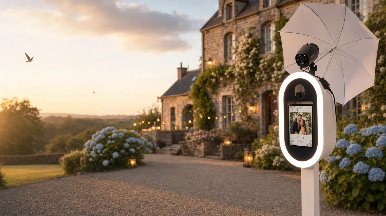 Photobooth KLICHÉ dans un domaine breton du Morbihan au coucher du soleil